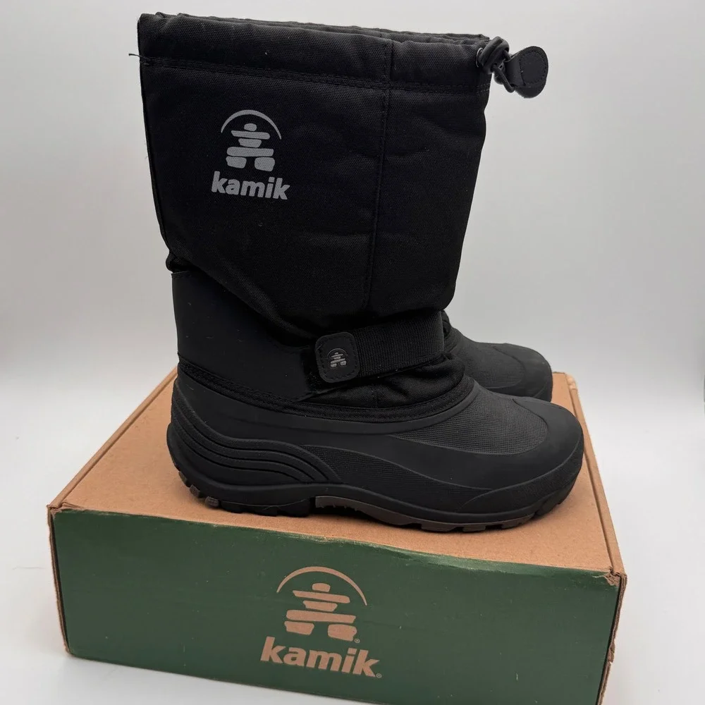 Kamik Kids Black Winter Snow Boots RHR24823-BLK Size 7 Waterproof Insulated